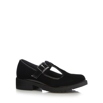 Debenhams Girls' black patent T-bar school shoes
